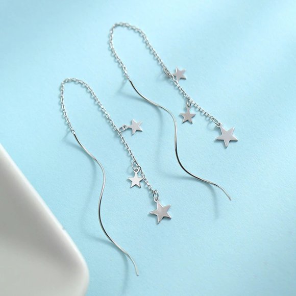 NEW 925 Sterling Silver Swirl Star Earrings - Picture 1 of 6